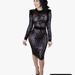Elegant Black Sequin Dress